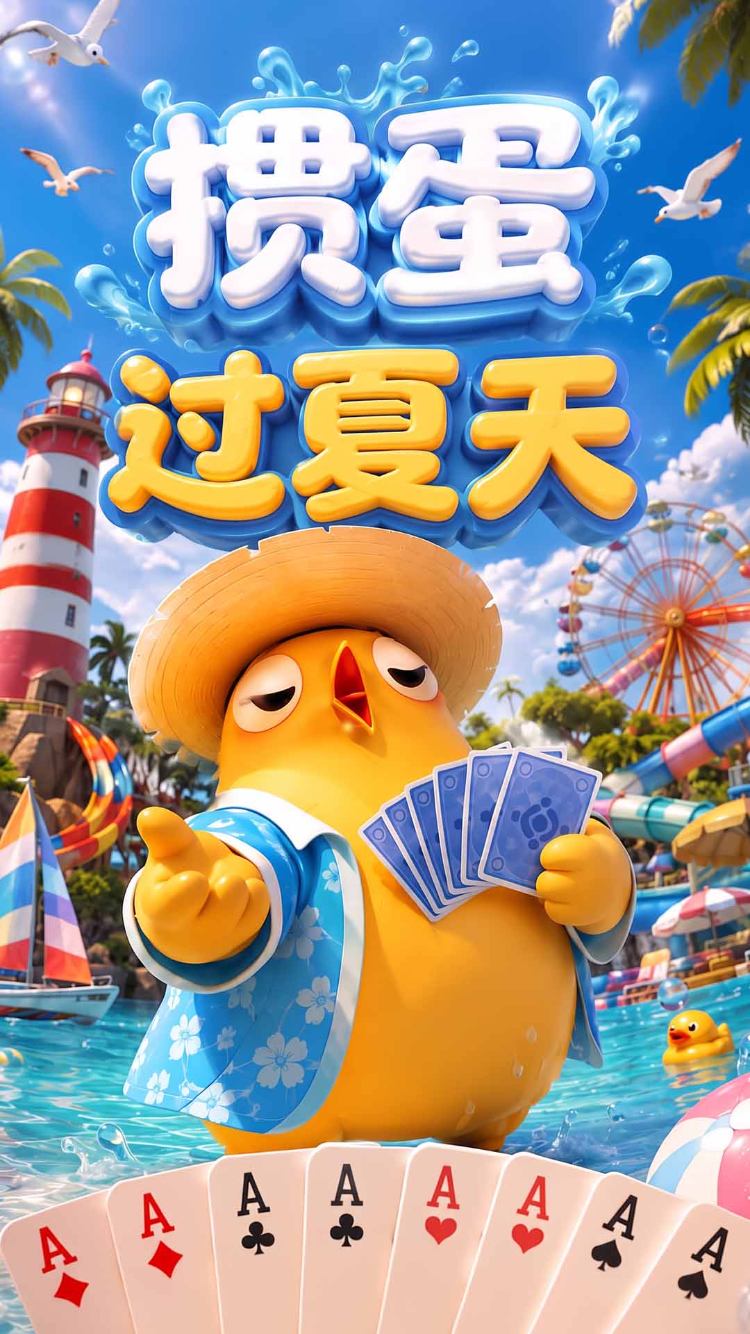 掼蛋官方宣传图:掼蛋过夏天