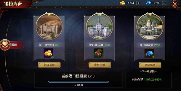 航海与家园游戏截图：港口捐献
